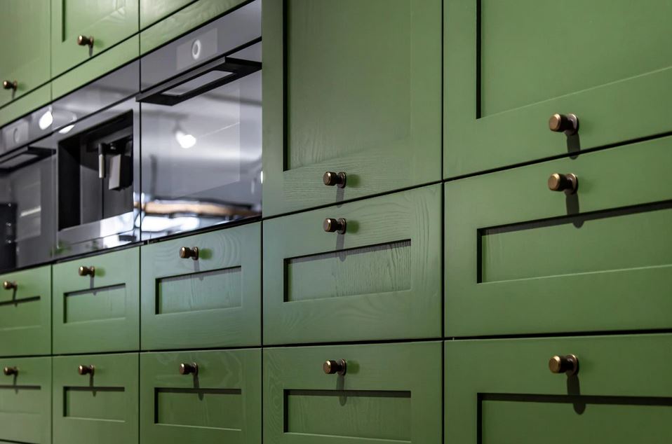 cabinets kitchen painting green color in Indianapolis